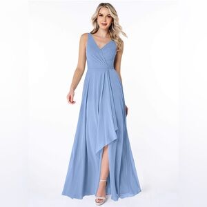 Brand new with tags - Azazie Calvi bridesmaid dress in Steele blue size 14